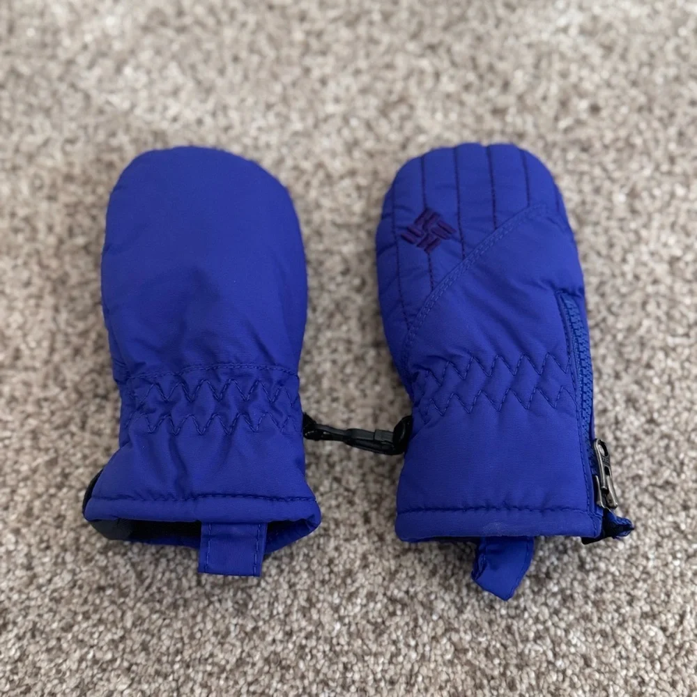 Columbia Infant Baby Zip Closure‎ Winter Snow Mittens Fleece Lined Blue
